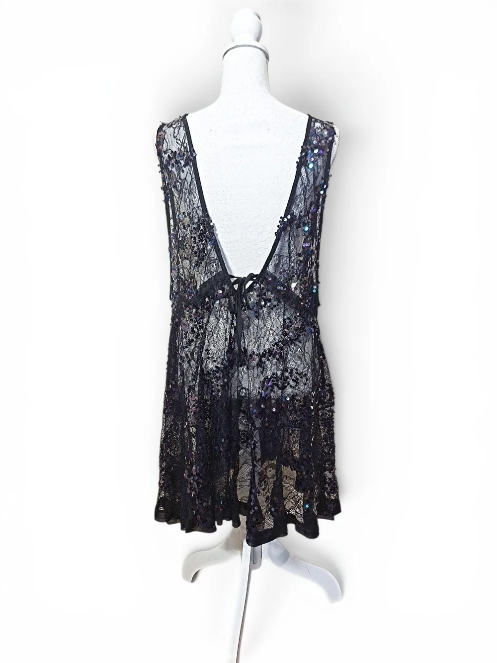 ✨️RARE! Highly Sought After! Free People Black Sheer Sequins Mini Dress! NWOT!